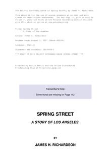 Spring Street - A Story of Los Angeles