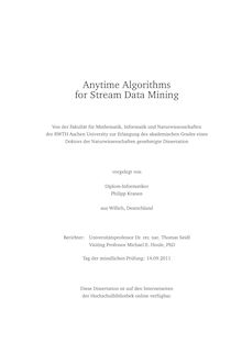 Anytime algorithms for stream data mining [Elektronische Ressource] / Philipp Kranen