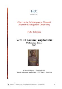 Vers un Nouveau Capitalisme - de Muhammad Yunus