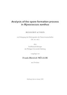 Analysis of the spore formation process in Myxococcus xanthus [Elektronische Ressource] / vorgelegt von Frank-Dietrich Müller