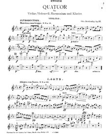 Partition de violon, Quatuor für Violine, Violoncell, Harmonium und Klavier, Op.27