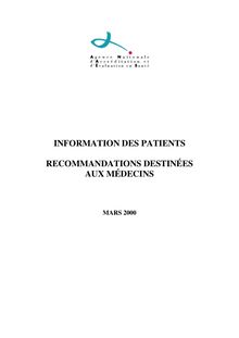 Critères d EPP pour l information du patient - Informations des patients 2000 - Rapport complet
