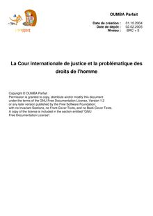 La Cour internationale de justice et la problématique des droits de l homme 
