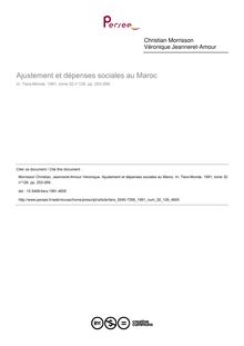 Ajustement et dépenses sociales au Maroc - article ; n°126 ; vol.32, pg 253-269
