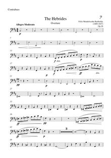 Partition Basses, pour Hebrides, Op.26, Fingal s CaveLe Ebridi, Mendelssohn, Felix