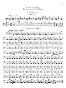 Partition timbales, carillon, cloche (Chime)Tam-Tam, Triangle, cymbales/basse tambour, Картинах с выставки