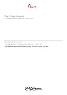 Psychologie générale - compte-rendu ; n°4 ; vol.95, pg 719-721