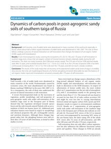 Dynamics of carbon pools in post-agrogenic sandy soils of southern taiga of Russia