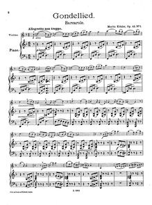 Partition , Gondellied - partition de piano, 16 Compositions, Sechzehn Compozitionen für Violine mit Klavierbegleitung in 4 Abstufungen