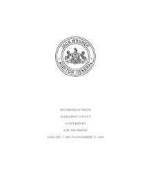 Recorder of Deeds - Allegheny County - Audit Report - 02 20 07