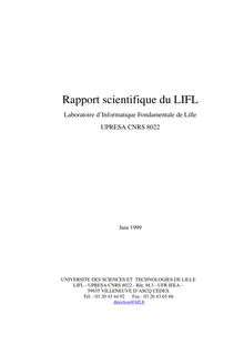 Rapport scientifique du LIFL Laboratoire d Informatique Fondamentale de Lille