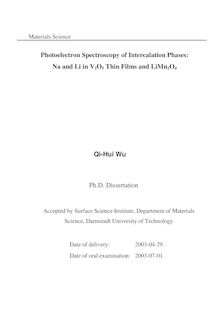 Photoelectron spectroscopy of intercalation phases [Elektronische Ressource] : Na and Li in V_1tn2O_1tn5 thin films and LiMn_1tn2O_1tn4 / Qi-Hui Wu