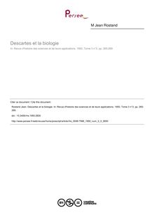 Descartes et la biologie - article ; n°3 ; vol.3, pg 265-269
