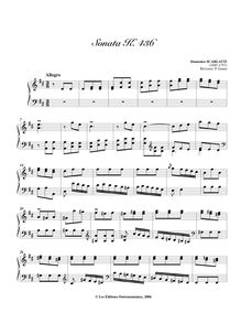 Partition Sonata K.436, 100 clavier sonates, Scarlatti, Domenico