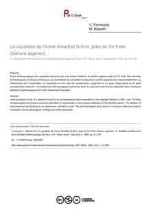 Le squelette de l Adrar Amadhel N-Enir, près de Tin Felki (Sahara algérien) - article ; n°2 ; vol.1, pg 91-100