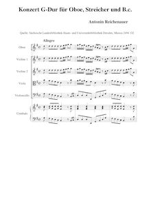 Partition complète, hautbois Concerto en G major, G major, Reichenauer, Antonín