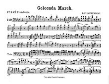 Partition Trombone 1/2, Golconda March, A♭ major and D♭ major, Laurendeau, Louis Philippe