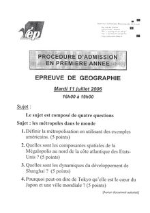 Géographie 2006 IEP Lille - Sciences Po Lille