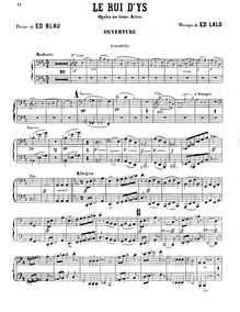 Partition basson 1/2, Le roi d’Ys, Légende Bretonne, Lalo, Édouard