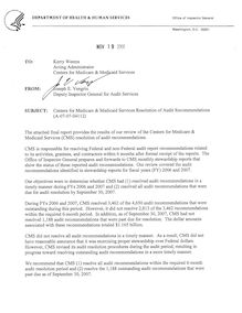 Centers for Medicare & Medicaid Services Resolution of Audit Recommendations, A-07-07-04112