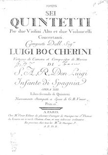 Partition violon 1, 6 corde quintettes G.271-276, Boccherini, Luigi