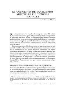 El concepto de equilibrios múltiples en ciencias sociales (The concept of multiple equilibria in social sciences)