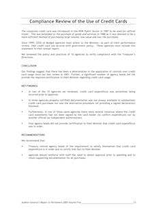 NSW Audit Office - Financial Reports - 2005 - Volume 5 - Compliance Review Use of Credit Cards