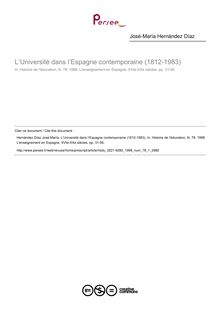 L’Université dans l’Espagne contemporaine (1812-1983) - article ; n°1 ; vol.78, pg 31-56