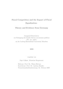 Fiscal competition and the impact of fiscal equalisation [Elektronische Ressource] : theory and evidence from Germany / vorgelegt von Sebastian Hauptmeier