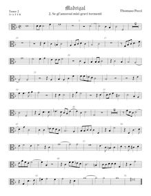 Partition ténor viole de gambe 3, alto clef, Madrigali a cinque voci par Tommaso Pecci
