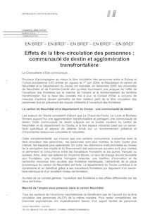 Communiqué de presse novembre 2006 - étude transfroncalitère sur  effets introduction accord sur 