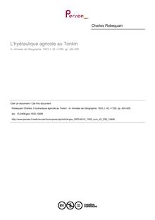 L hydraulique agricole au Tonkin  - article ; n°238 ; vol.42, pg 424-428