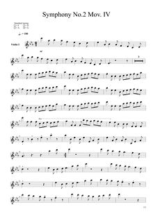 Partition violons I, Symphony No.2 en E-flat major, E♭ major, Chase, Alex par Alex Chase