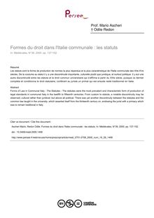 Formes du droit dans l Italie communale : les statuts - article ; n°39 ; vol.19, pg 137-152