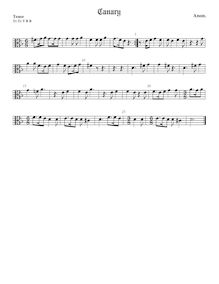 Partition ténor viole de gambe, alto clef, Canary, Anonymous