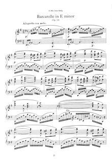 Partition complète, Barcarolle en E minor, Op.14, Scharwenka, Xaver