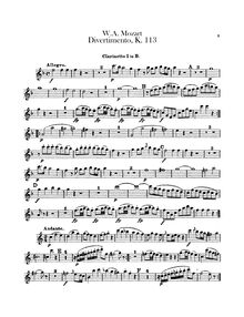Partition clarinette 1, 2 (en B♭), Divertimento, Divertimento No.1