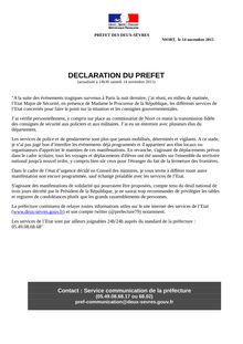Une nouvelle déclaration du préfet des Deux-Sèvres