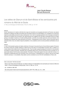 Les stèles de Glanum et de Saint-Blaise et les sanctuaires pré romains du Midi de la Gaule - article ; n°1 ; vol.18, pg 127-187