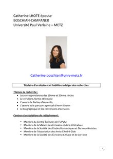 Catherine LHOTE épouse BOSCHIAN CAMPANER Université Paul Verlaine METZ