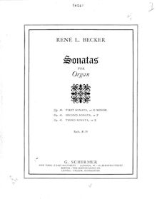 Partition complète, orgue Sonata No.1, Op.40, Becker, René Louis