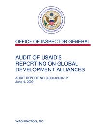  Audit of USAID’s Reporting on Global Development Alliances