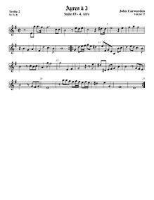 Partition Treble2 viole de gambe,  No.3 pour 3 violes de gambe, Carwarden, John par John Carwarden