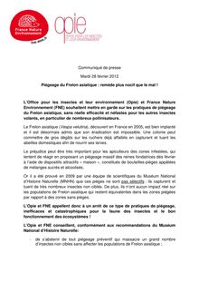 Communiqué de presse Mardi 28 février 2012 Piégeage du Frelon ...