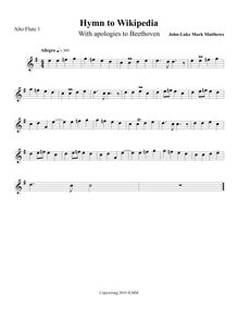 Partition Alto flûte 1, Hymn to Wikipedia, D major, Matthews, John-Luke Mark