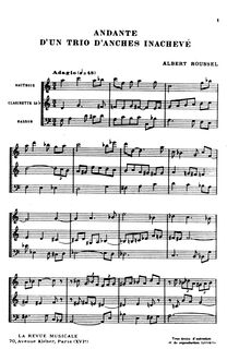 Score, Andante pour an incomplete reed trio, Roussel, Albert