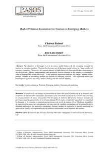 Market Potential Estimation for Tourism in Emerging Markets