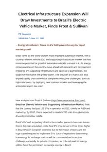 Electrical Infrastructure Expansion Will Draw Investments to Brazil s Electric Vehicle Market, Finds Frost & Sullivan