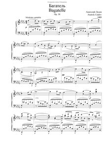 Partition complète, Bagatelle, Op.30, Lyadov, Anatoly