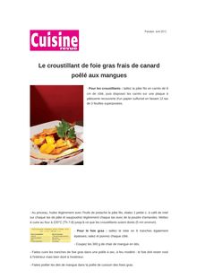 Le croustillant de foie gras frais de canard poêlé aux mangues